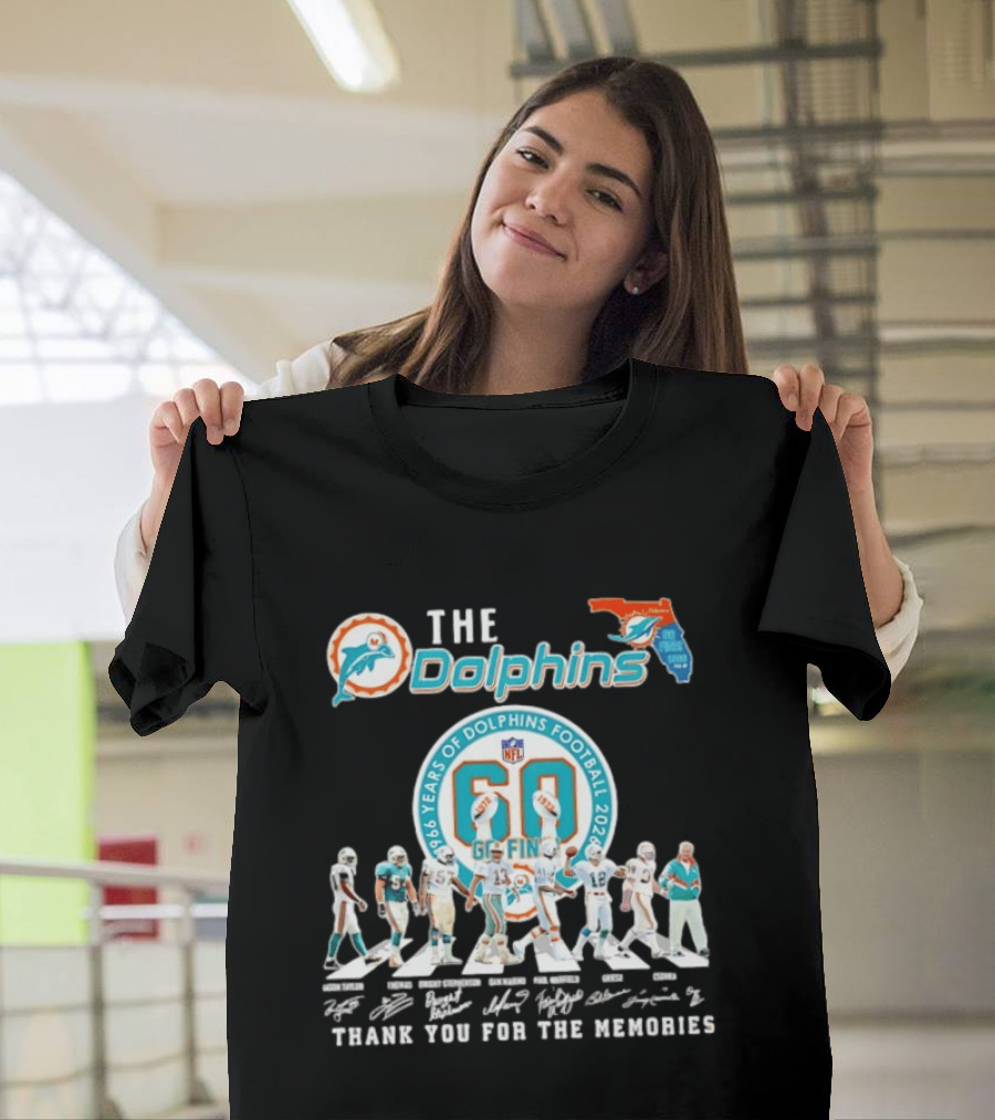 The Dolphins 1966 2026 60 Years Of Dolphins Football Thank You For The Memories NFL T-Shirt