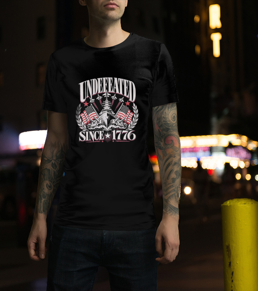 Undefeated Since 1776 American Patriotic Flags And Eagles T-Shirt