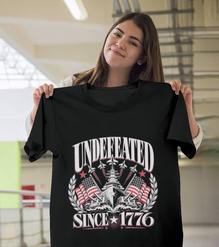 Undefeated Since 1776 American Patriotic Flags And Eagles T-Shirt