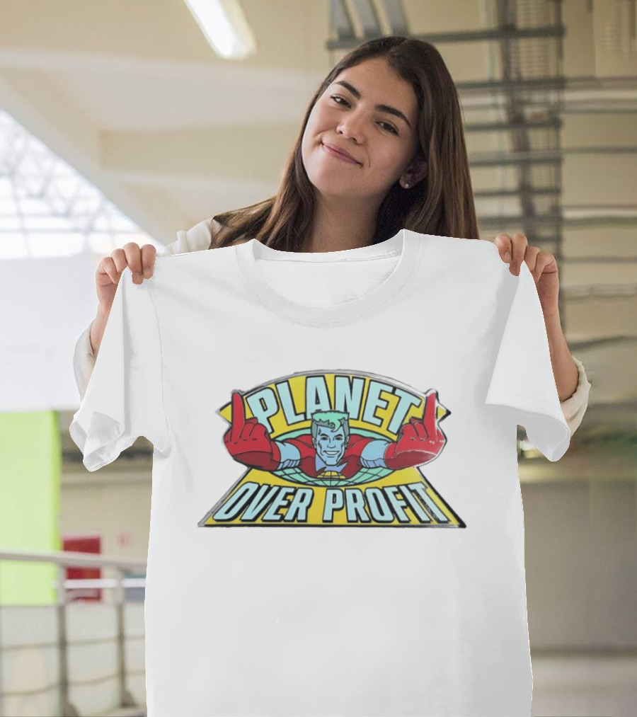 Captain Planet Enamel Pin Planet Over Profit Vintage Cartoon Hero Earth áticos T-Shirt
