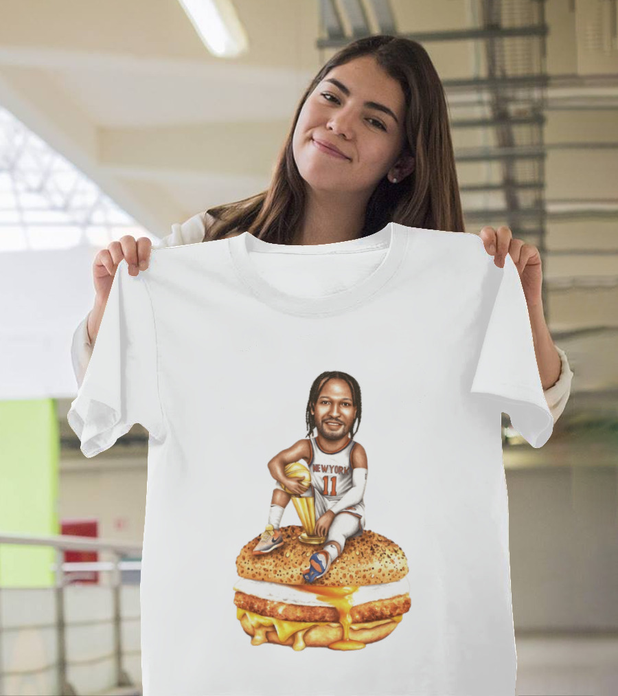 Jalen Brunson New York Knicks Basketball Trophy Egg And Cheese Sandwich T-Shirt