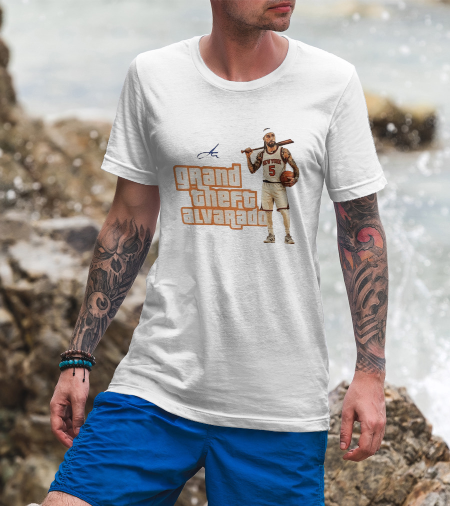 Grand Theft Alvarado New York Knicks Basketball Player T-Shirt