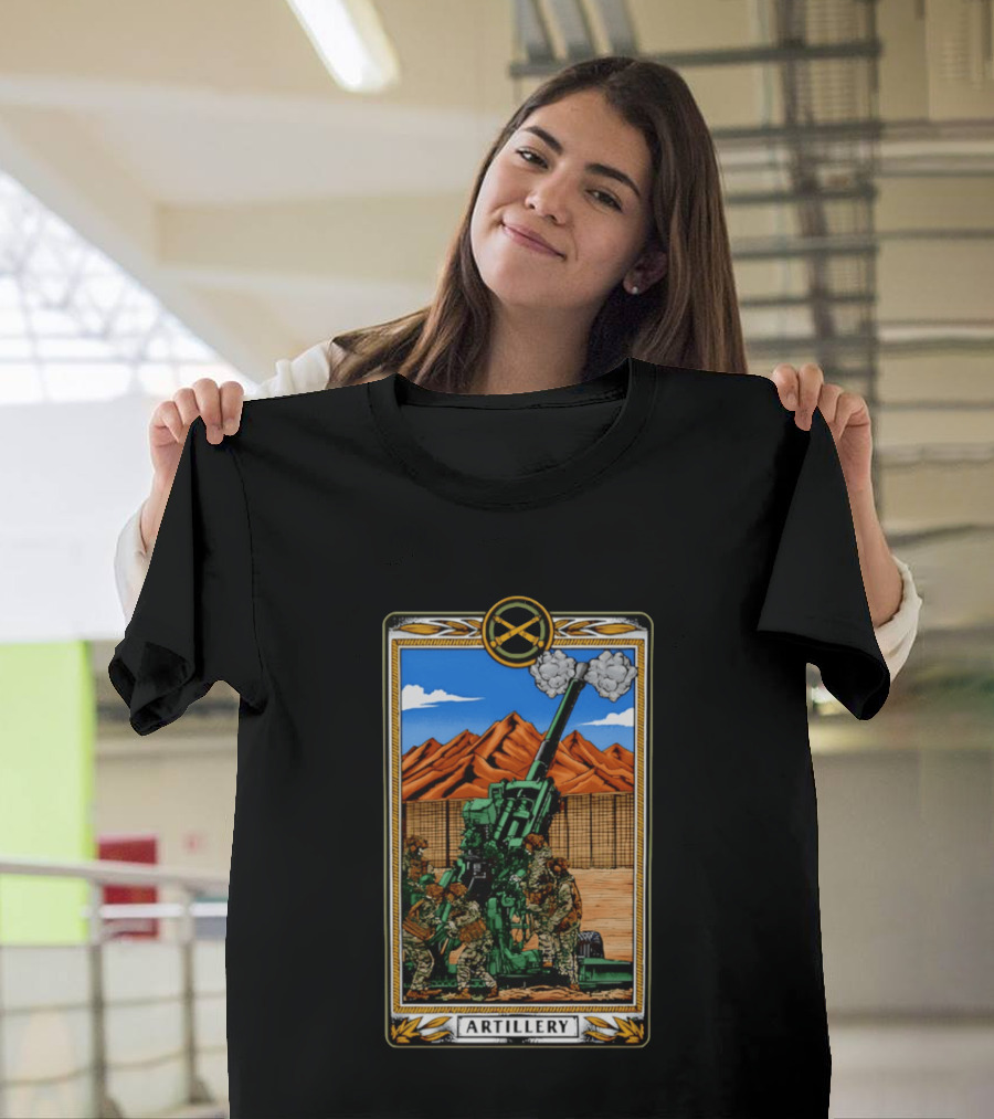 Artillery Cannon With Soldiers In Action Military Tableau T-Shirt