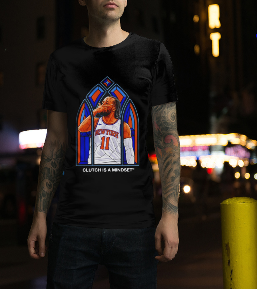 New York Knicks Jalen Brunson Number 11 Clutch Is A Mindset Stained Glass T-Shirt
