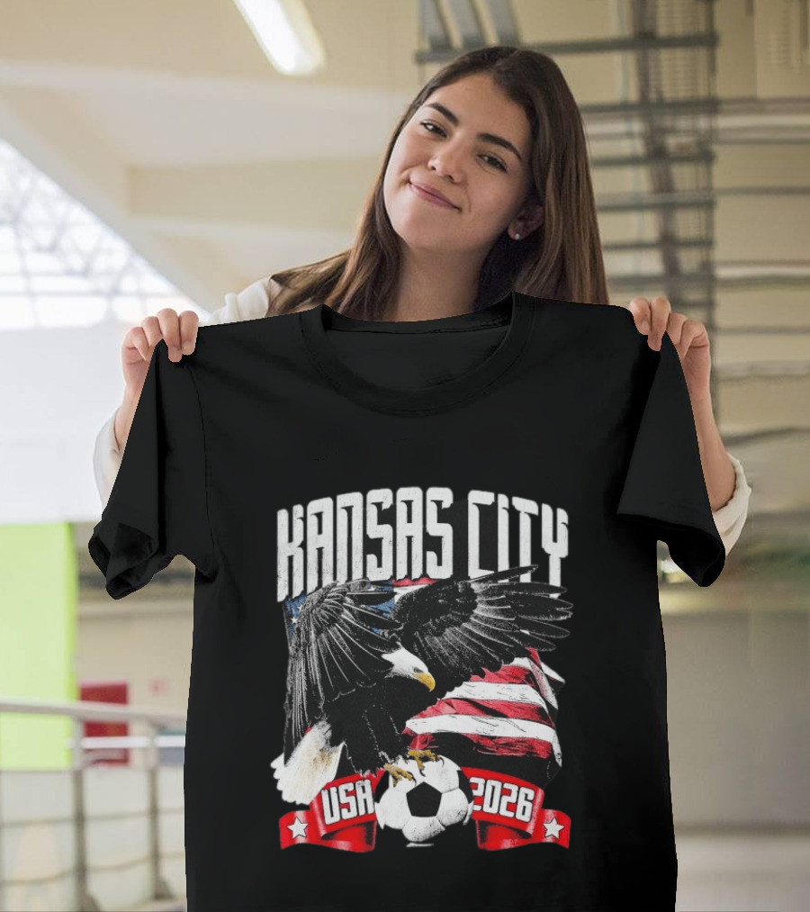 Kansas City USA 2026 Bald Eagle American Flag Soccer Ball T-Shirt