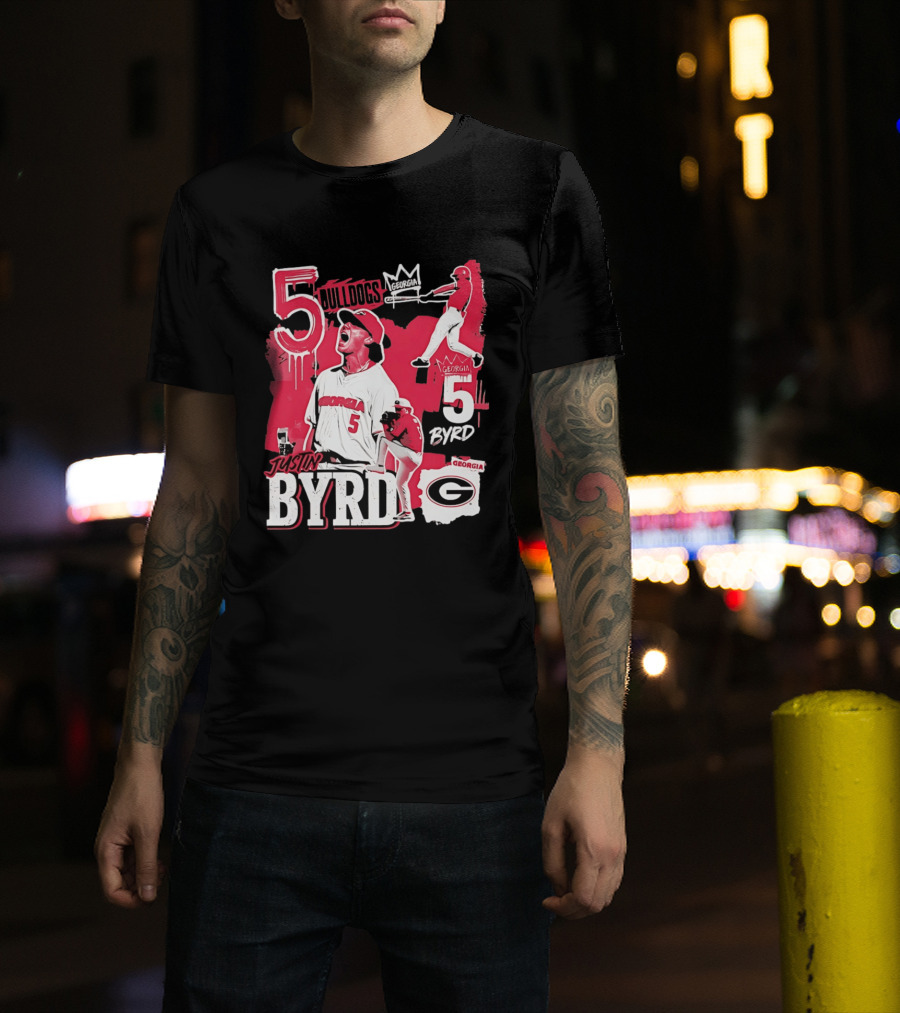 Georgia Bulldogs Justin Byrd 5 Baseball Champion Fan Gear T-Shirt