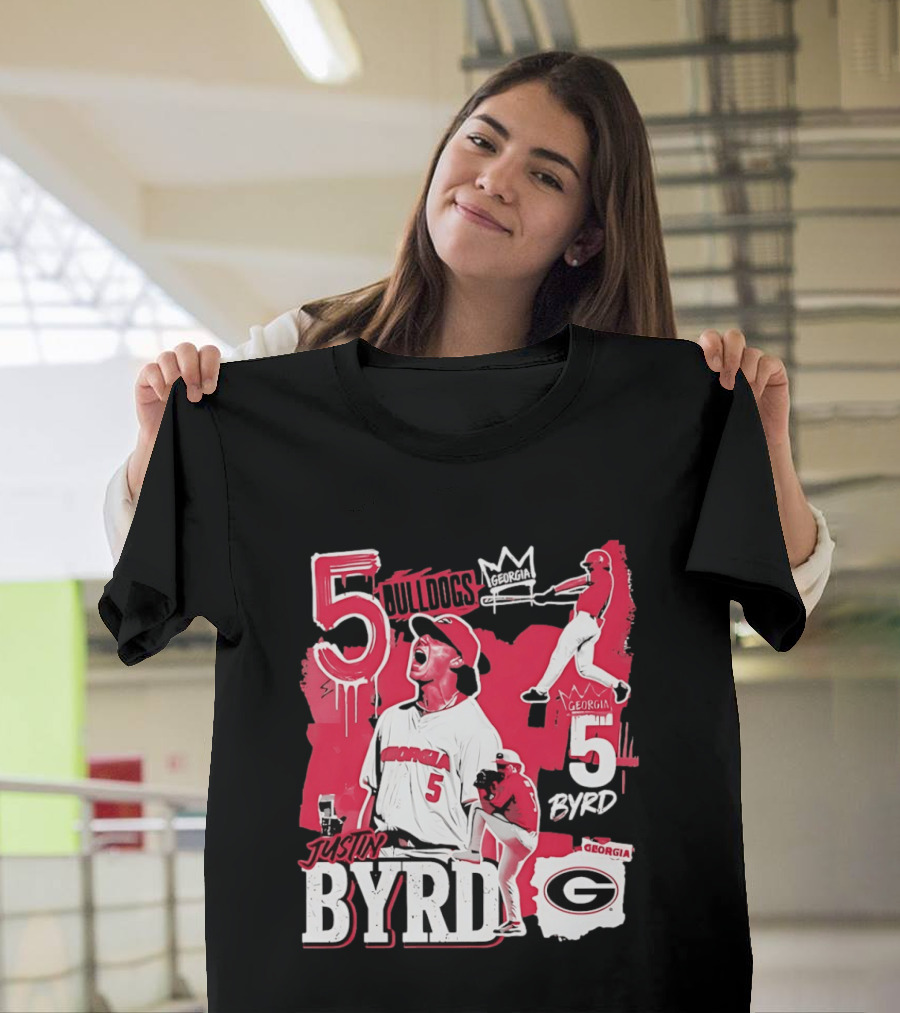 Georgia Bulldogs Justin Byrd 5 Baseball Champion Fan Gear T-Shirt
