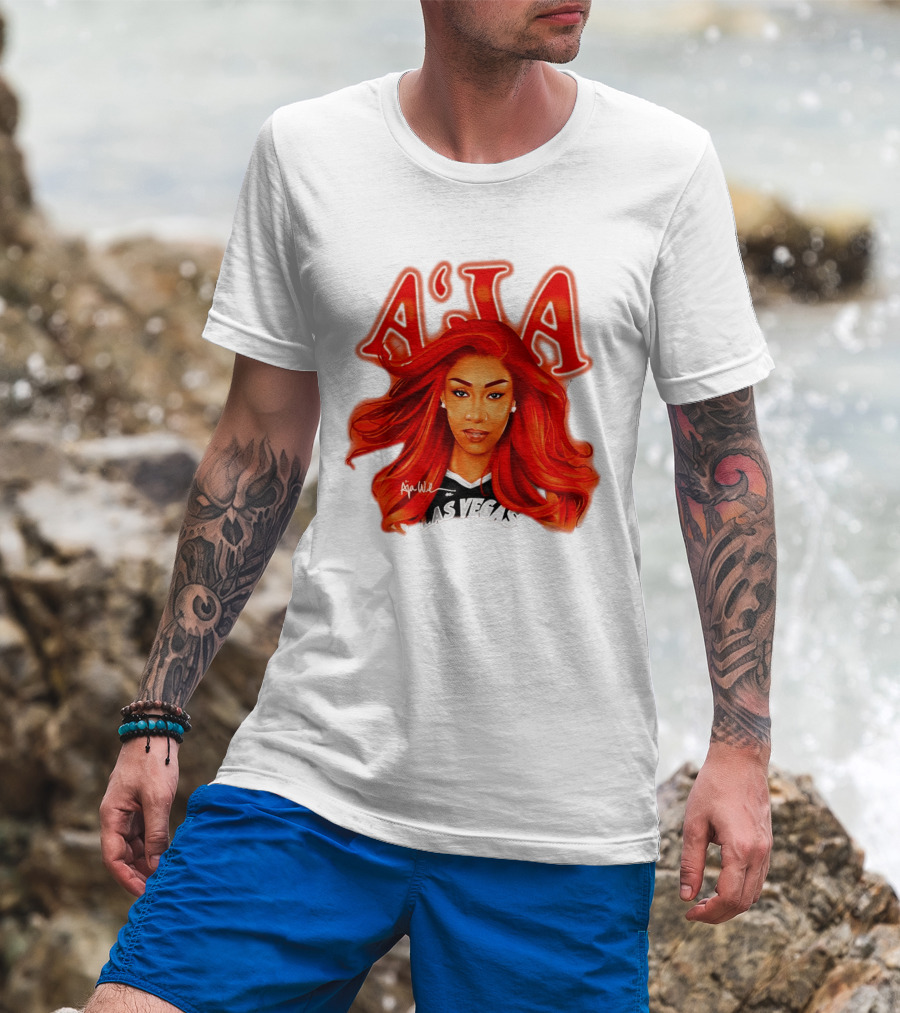 A'ja Wilson Aces Las Vegas Playa Society T-Shirt
