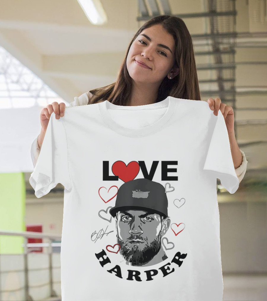 Love Bryce Harper Philadelphia Phillies Baseball Heart T-Shirt