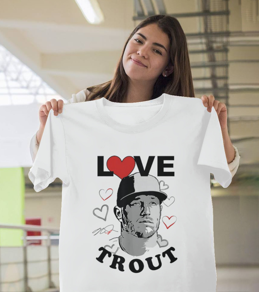 Love Mike Trout Los Angeles Angels Heart Baseball Player T-Shirt