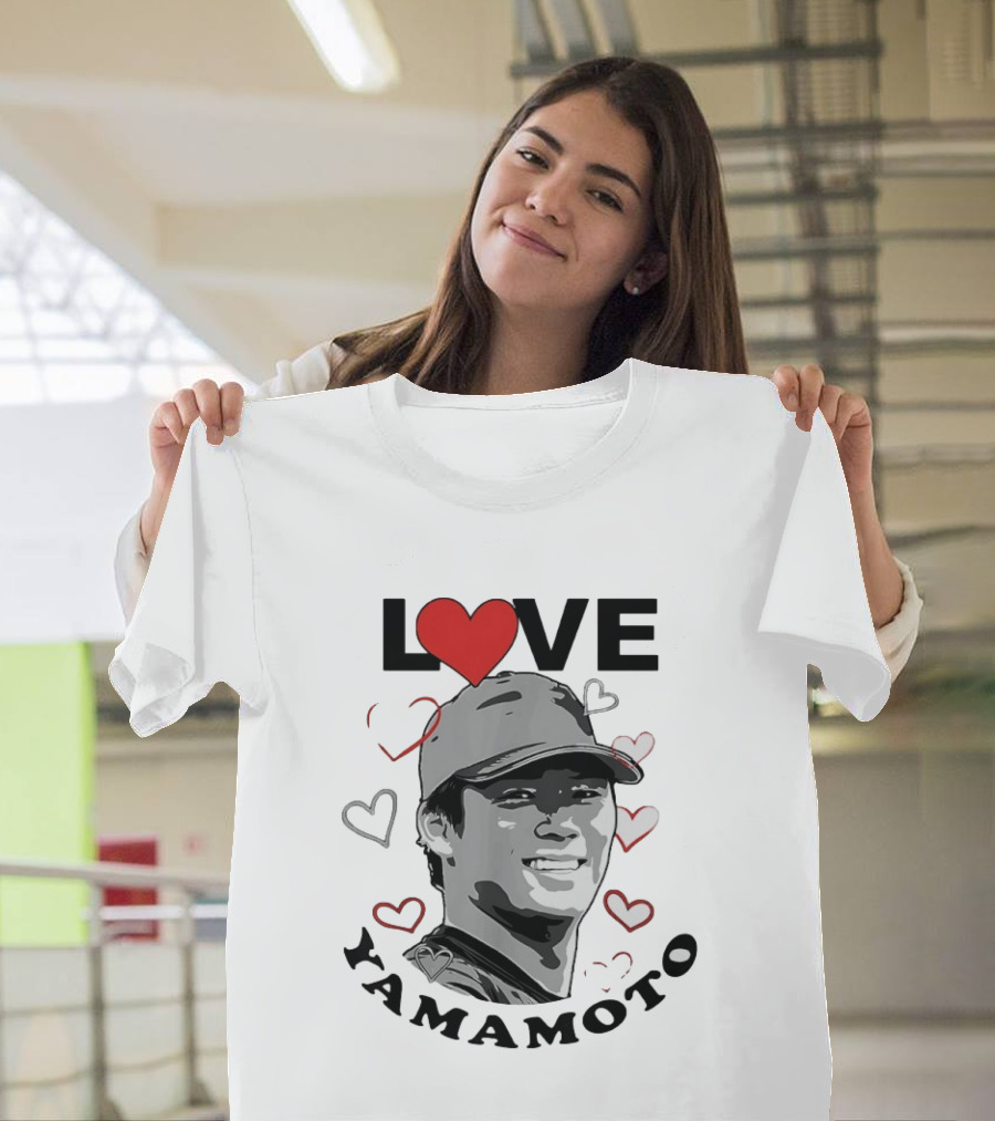 Love Yoshinobu Yamamoto Heart Baseball Fan T-Shirt