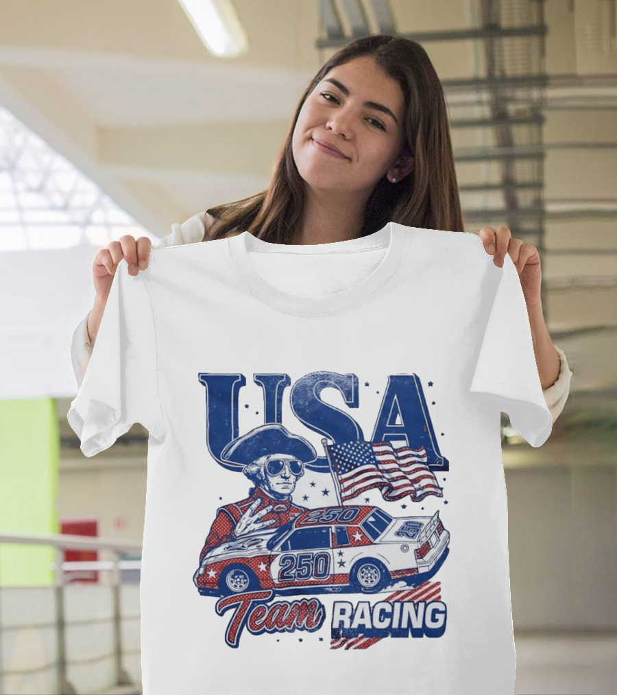 USA Team Racing 250 George Washington American Flag T-Shirt
