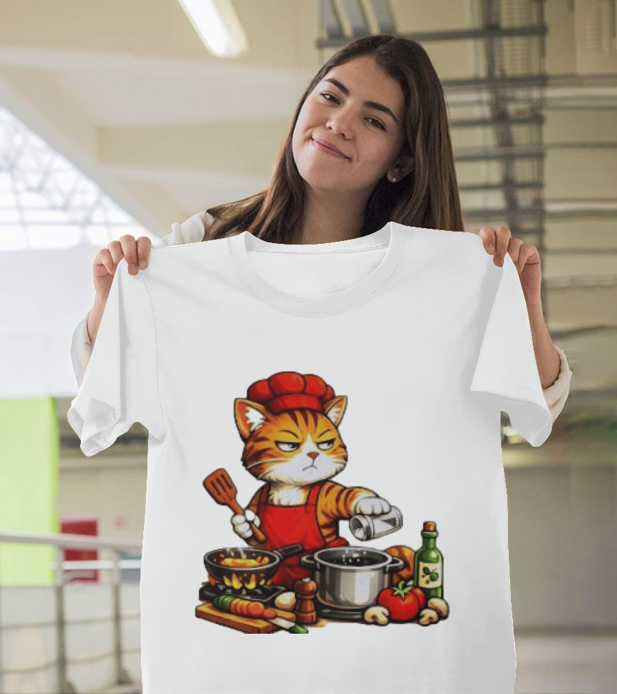 I Cook Better When You're Not Ing Cat Chef Cooking Scene T-Shirt