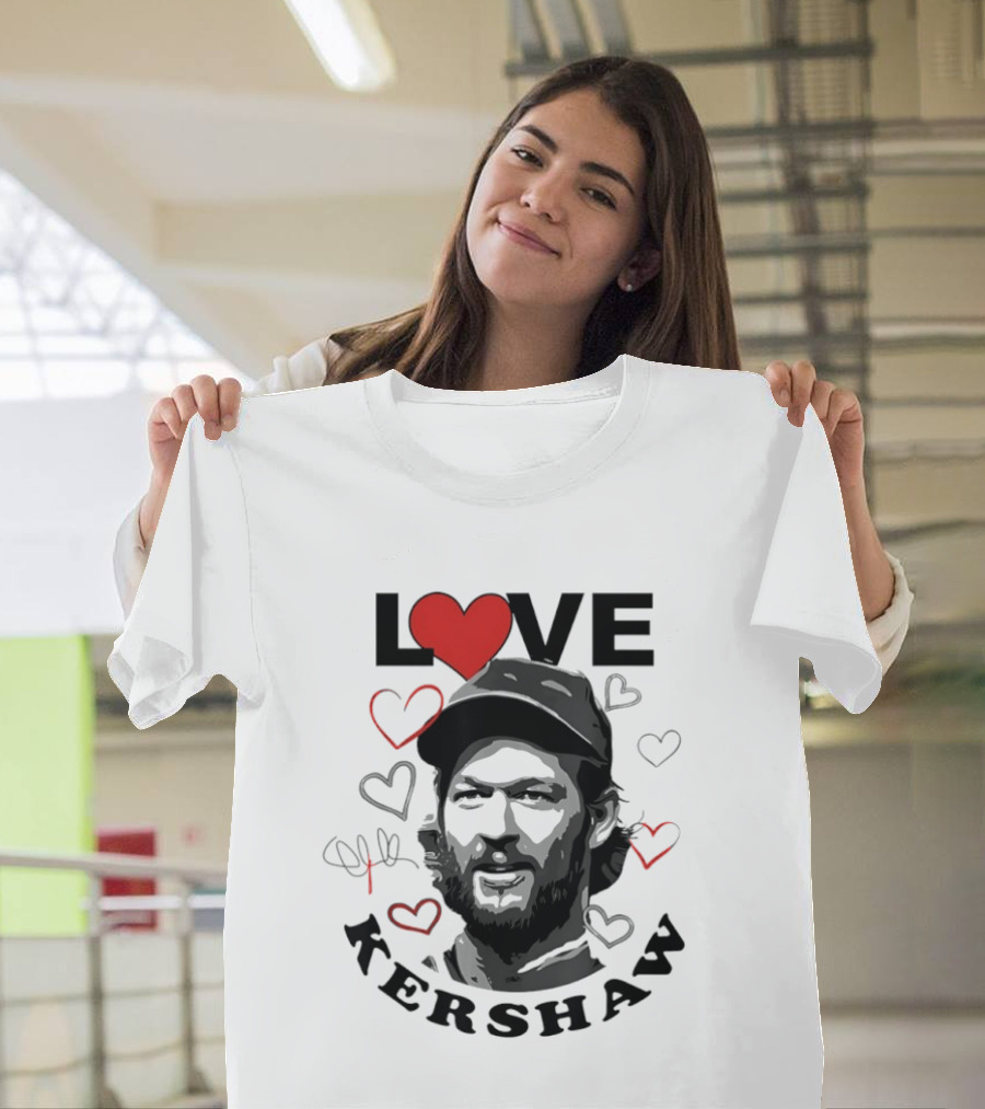 LOVE Kershaw Los Angeles Dodgers Baseball Heart T-Shirt