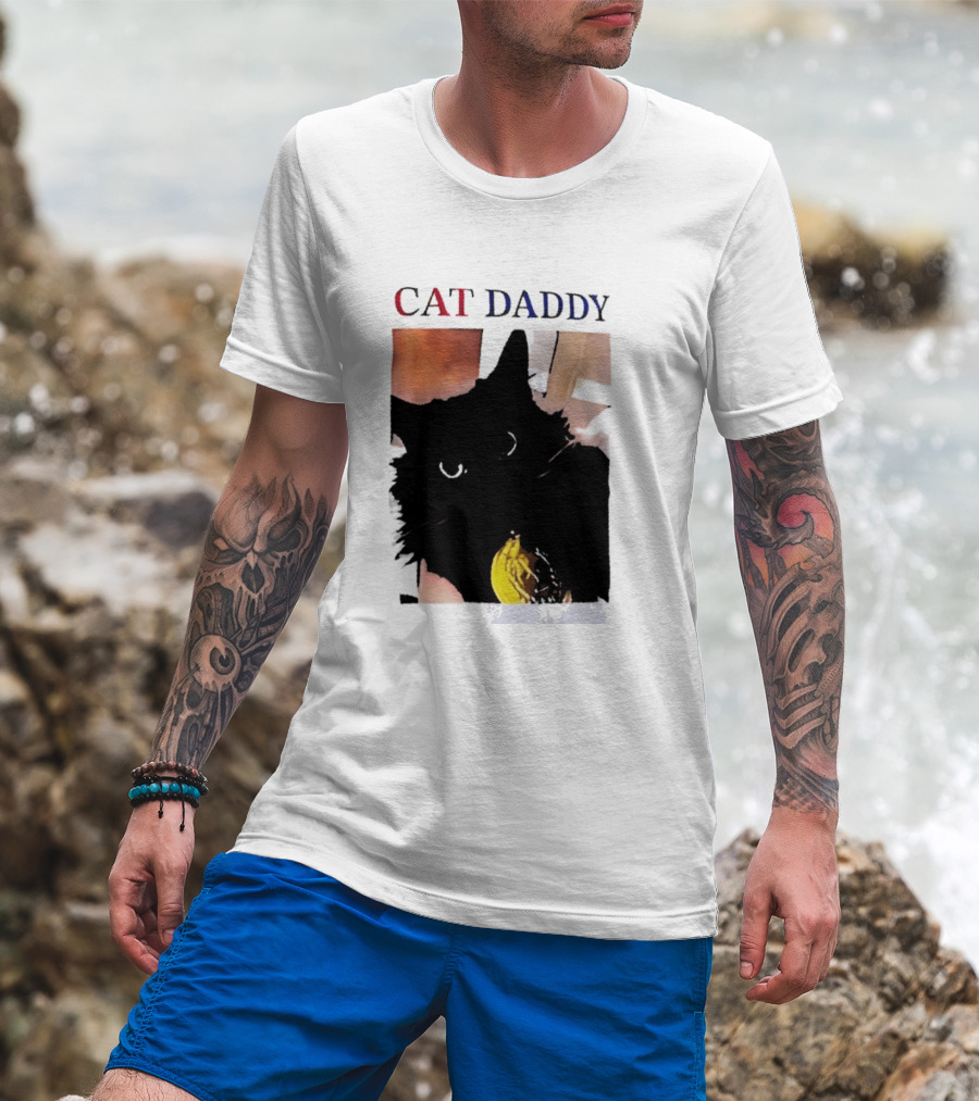 Cat Daddy Black Cat Image With Yellow Banana Accessory T-Shirt