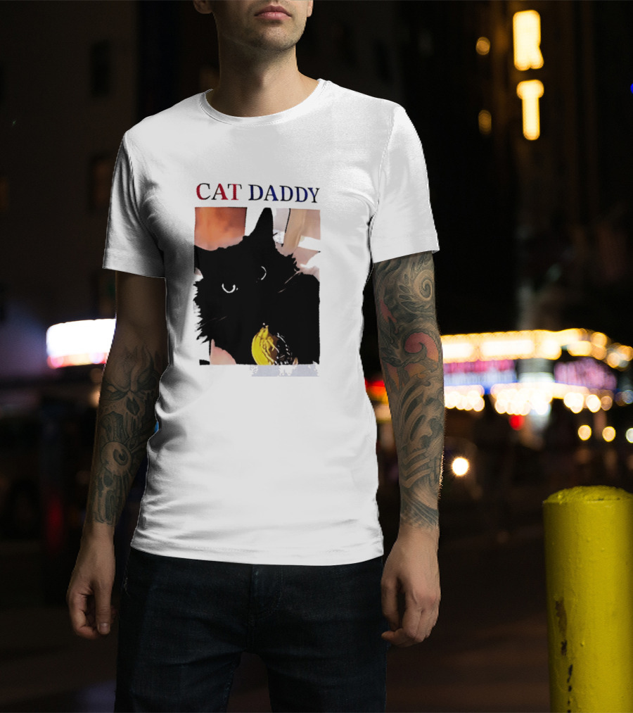 Cat Daddy Black Cat Image With Yellow Banana Accessory T-Shirt