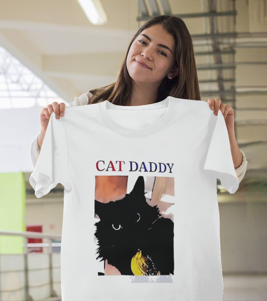 Cat Daddy Black Cat Image With Yellow Banana Accessory T-Shirt