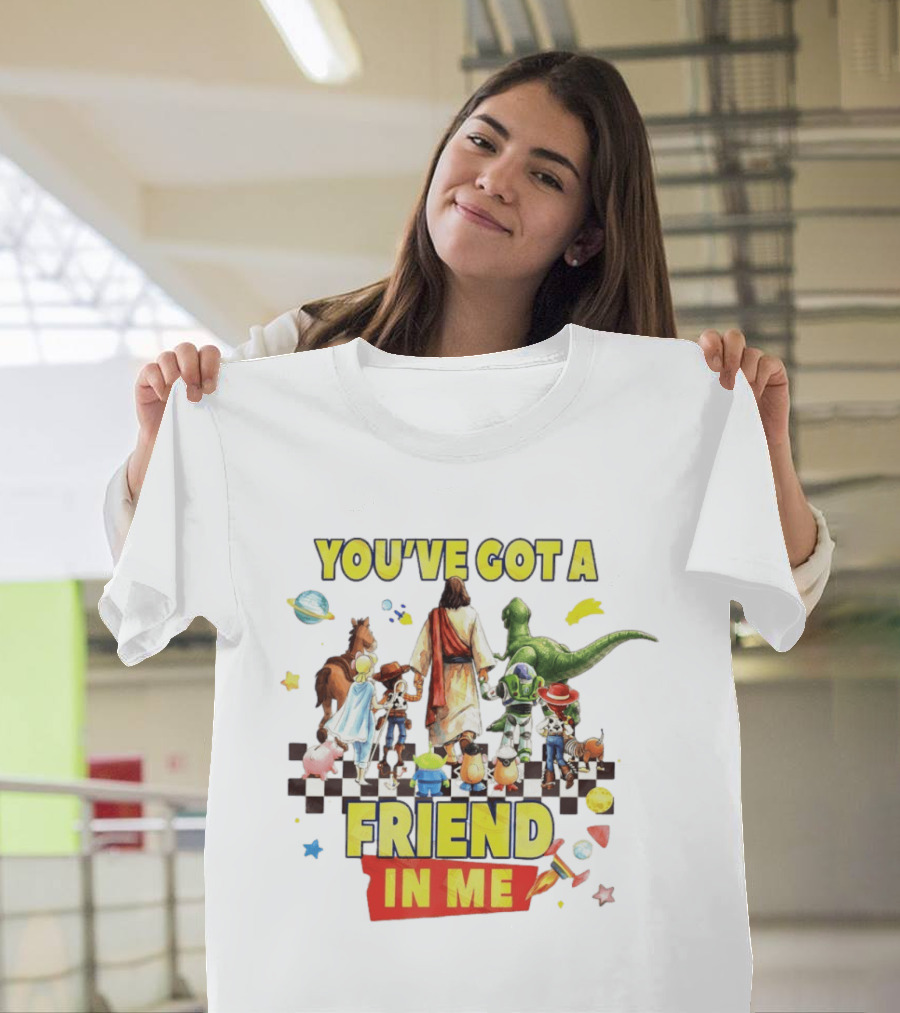 You've Got A Friend In Me Jesus Walking With Toy Story Characters T-Shirt