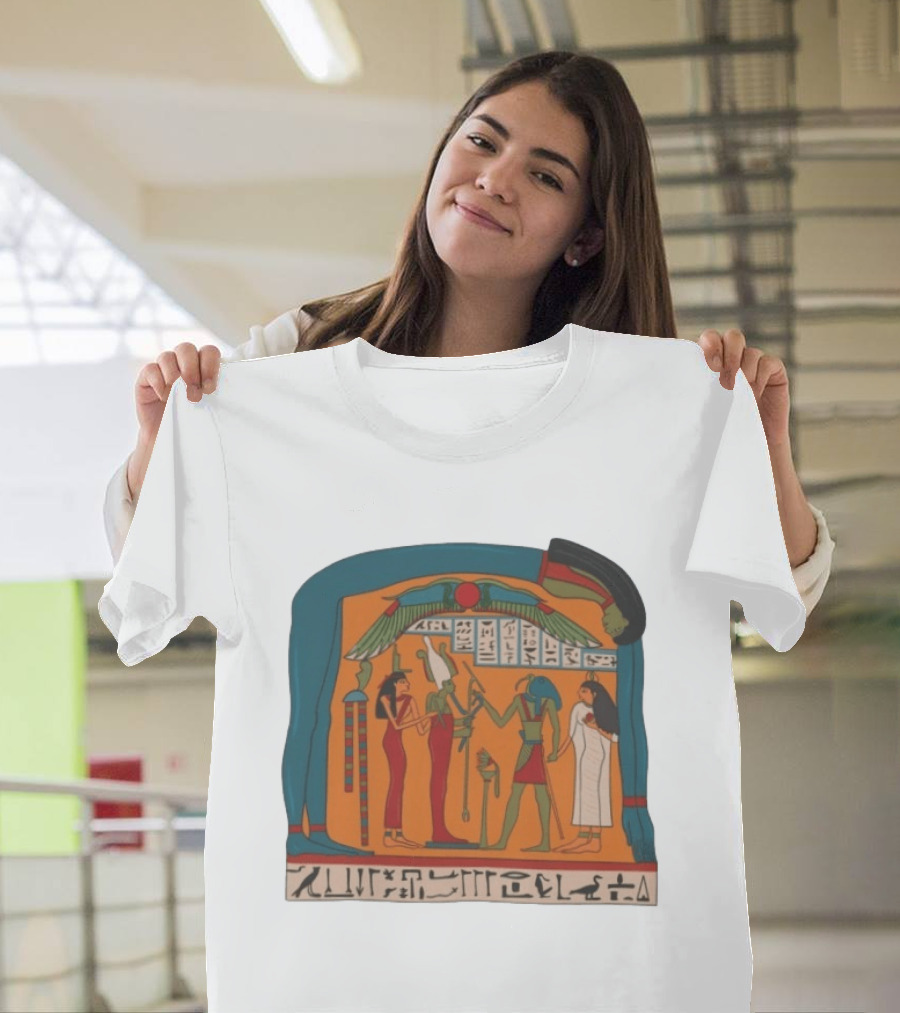 Panel Of Tabakenkhonsu Egyptian Hieroglyphs And Deities T-Shirt