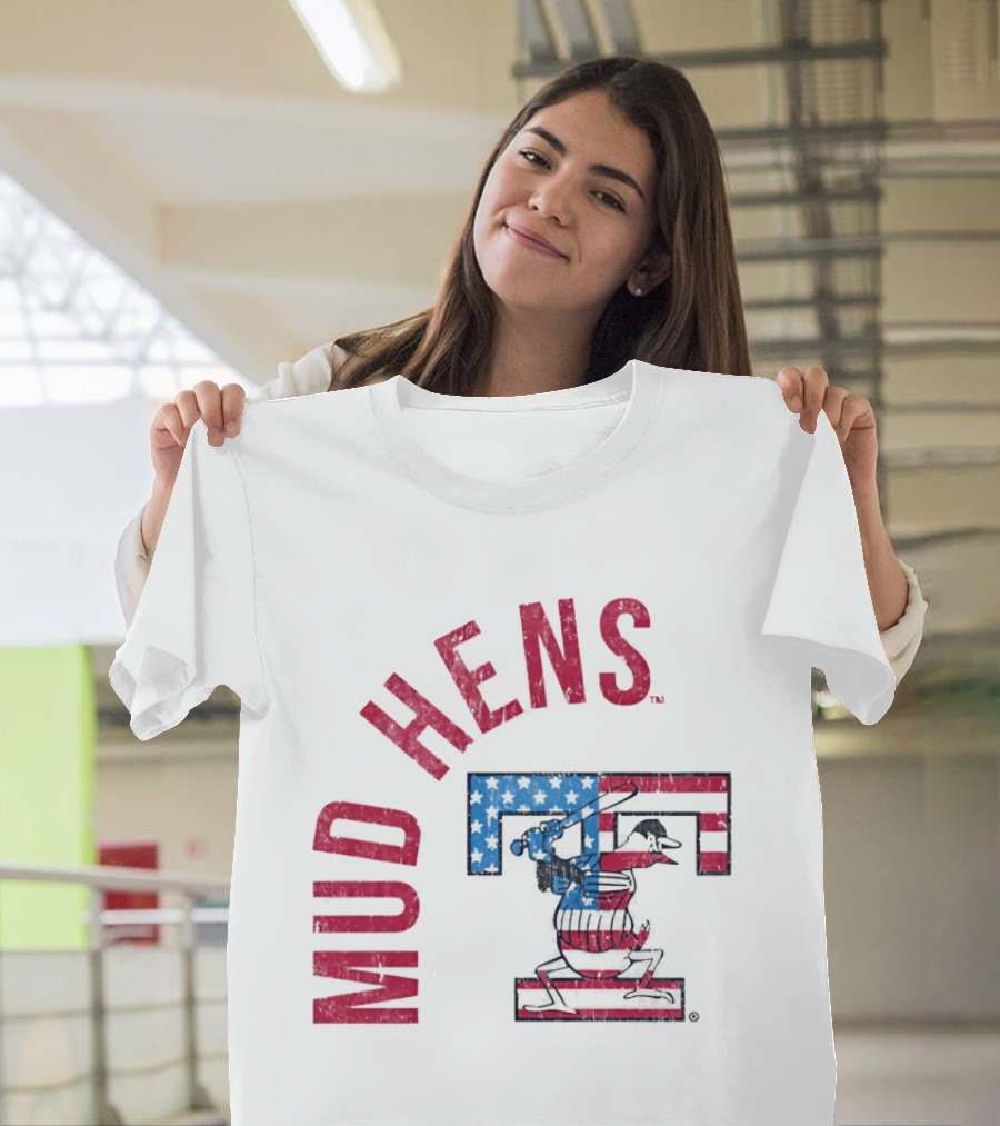 Toledo Mud Hens Patriotic Baseball Logo Red White Blue T-Shirt