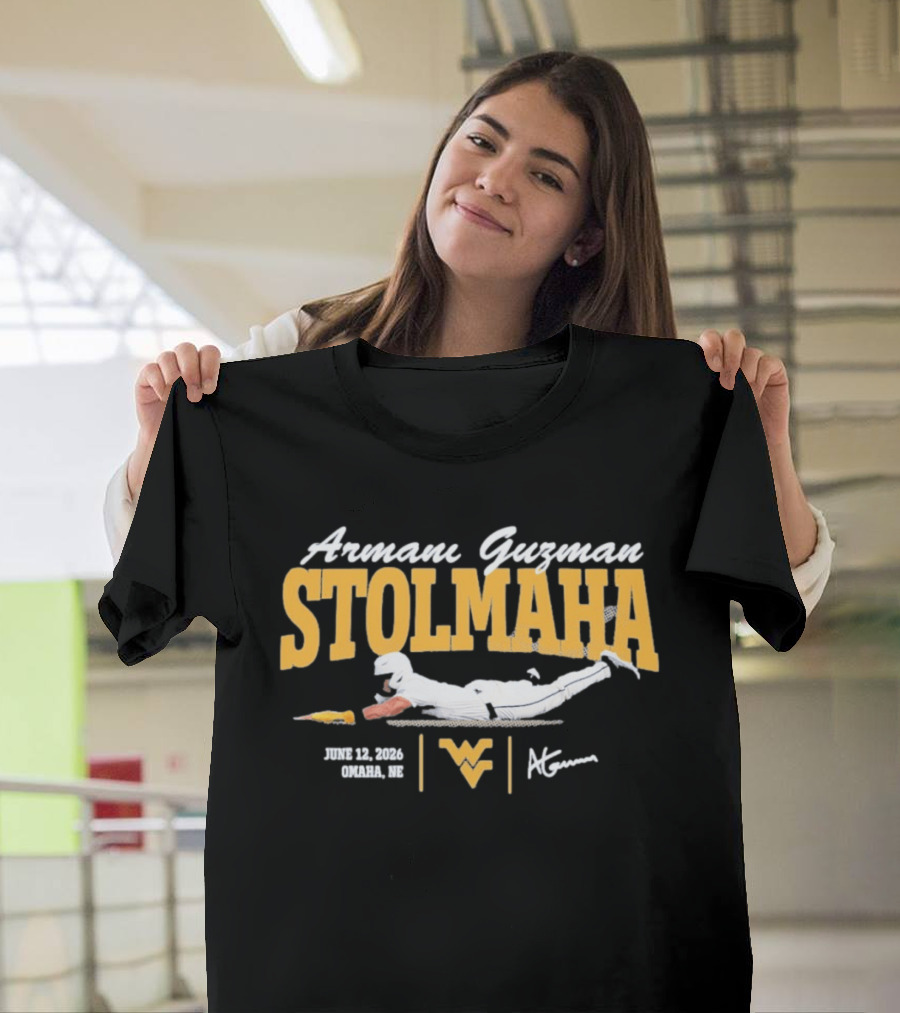 Armani Guzman Stolmaha West Virginia Mountaineers June 12 2026 Omaha NE T-Shirt