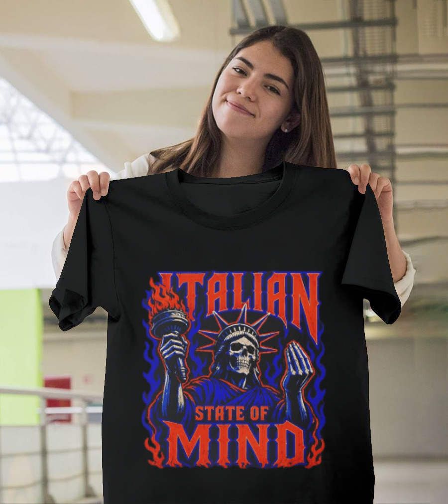 Italian State Of Mind Skeleton Statue Of Liberty New York Knicks T-Shirt