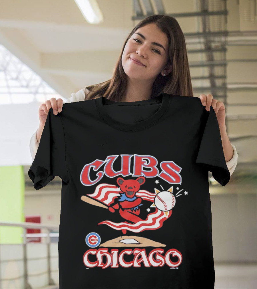 Chicago Cubs Grateful Dead Dancing Bear Baseball Collaboration T-Shirt