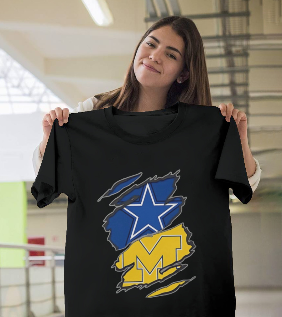 Dallas Cowboys Michigan Wolverines Two Teams One Heart T-Shirt