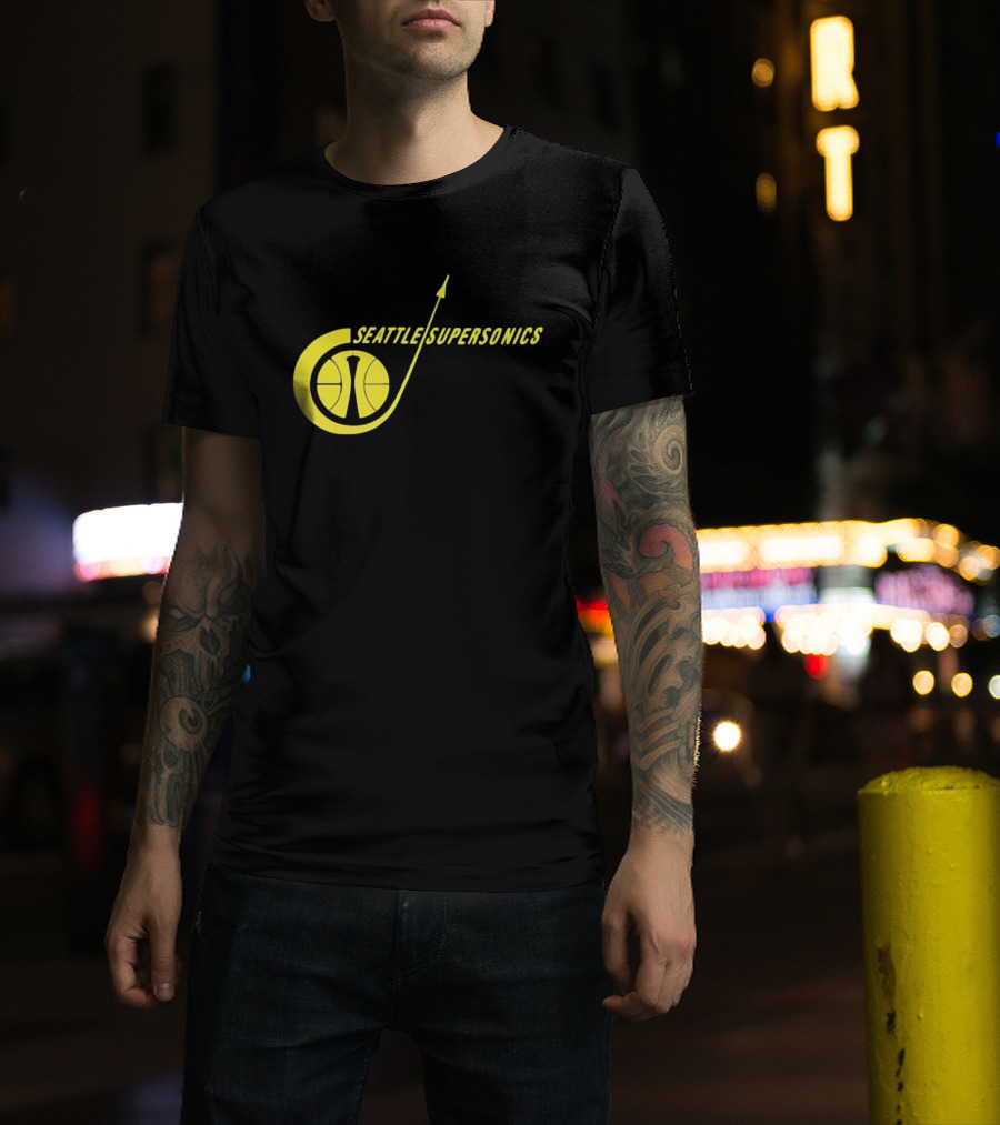 Seattle SuperSonics Basketball Space Needle Icon Yellow T-Shirt