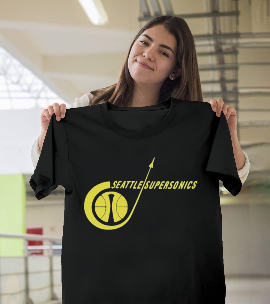 Seattle SuperSonics Basketball Space Needle Icon Yellow T-Shirt
