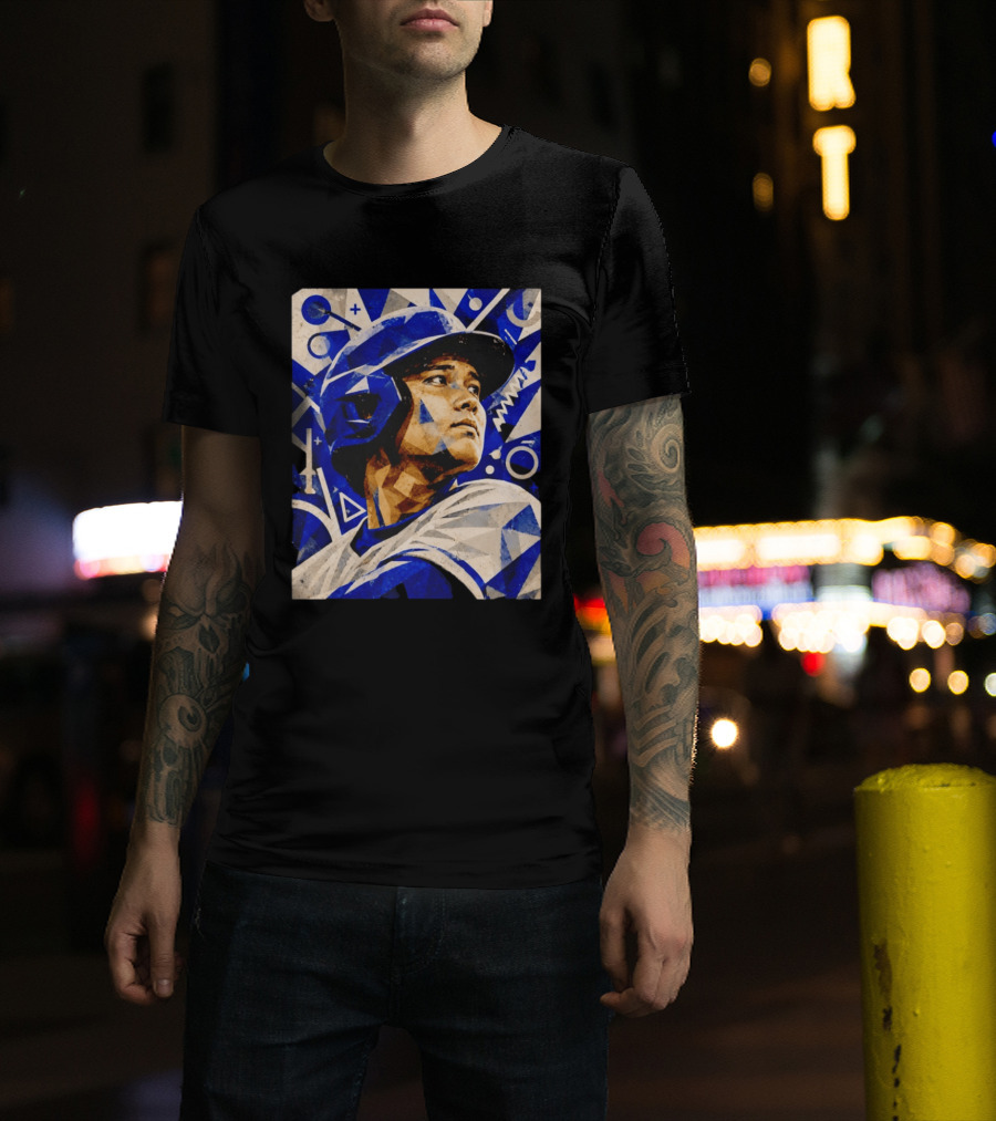 Shohei Ohtani Los Angeles Dodgers Geometric Blue Abstract Baseball T-Shirt