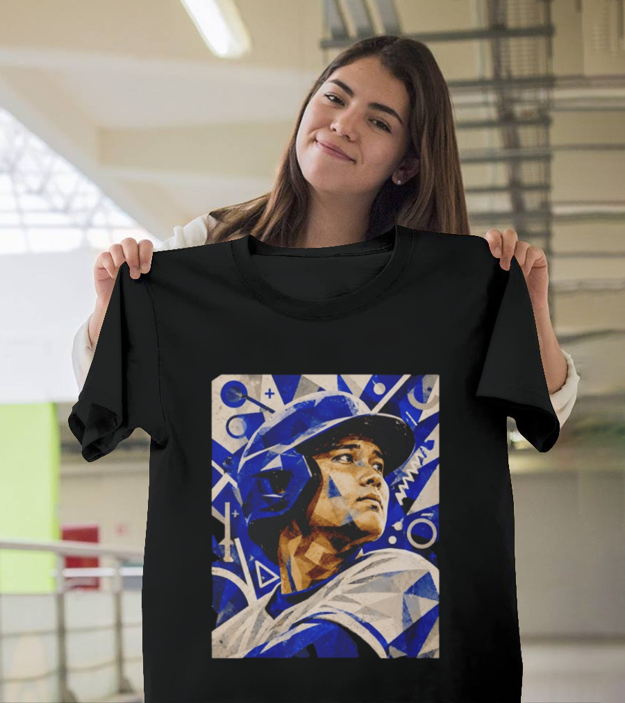 Shohei Ohtani Los Angeles Dodgers Geometric Blue Abstract Baseball T-Shirt