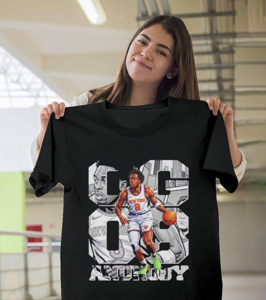 New York Anunoby 08 Basketball Comic Knicks T-Shirt