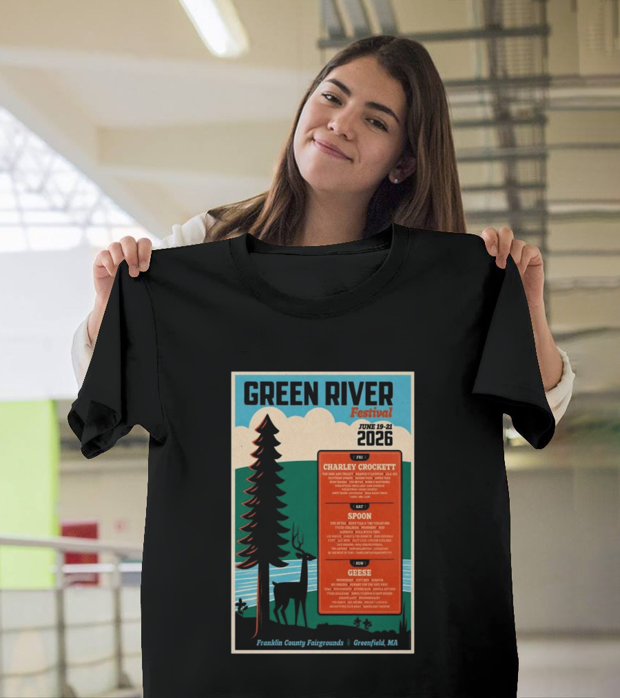 Green River Festival June 19 21 2026 Franklin County Fairgrounds Greenfield MA Featuring Charley Crockett Spoon Geese T-Shirt