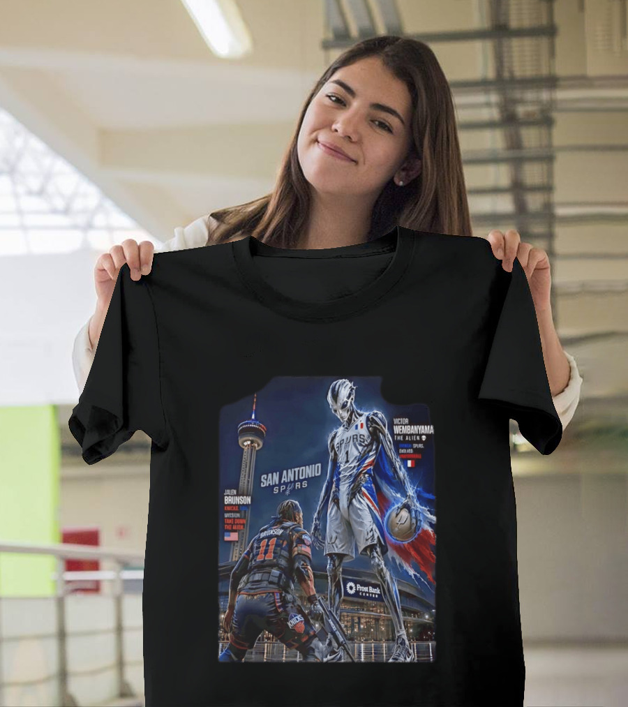 Jalen Brunson Knicks Battle Victor Wembanyama Alien Spurs Showdown San Antonio T-Shirt