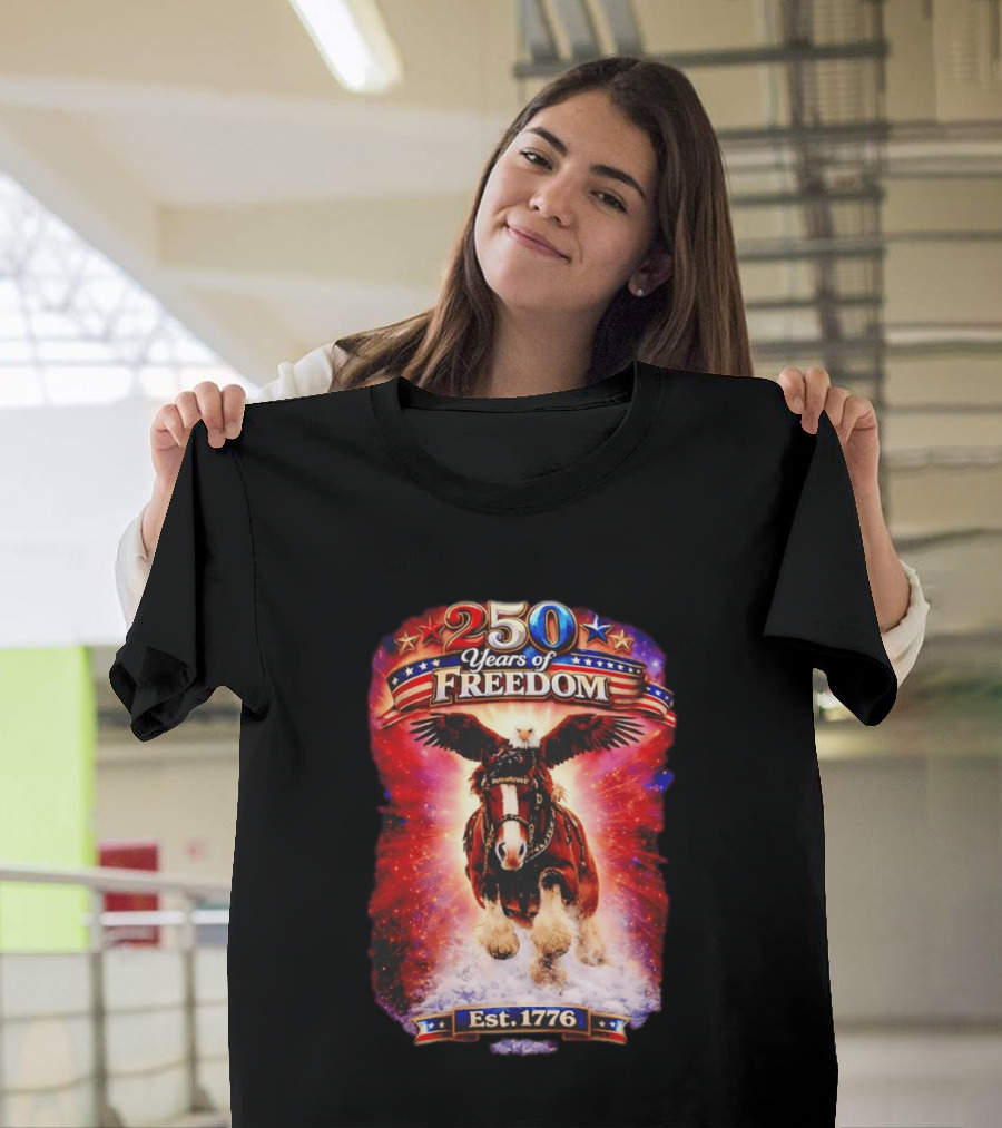 Budweiser 250 Years Of Freedom Eagle Horse Est. 1776 American Patriotic T-Shirt