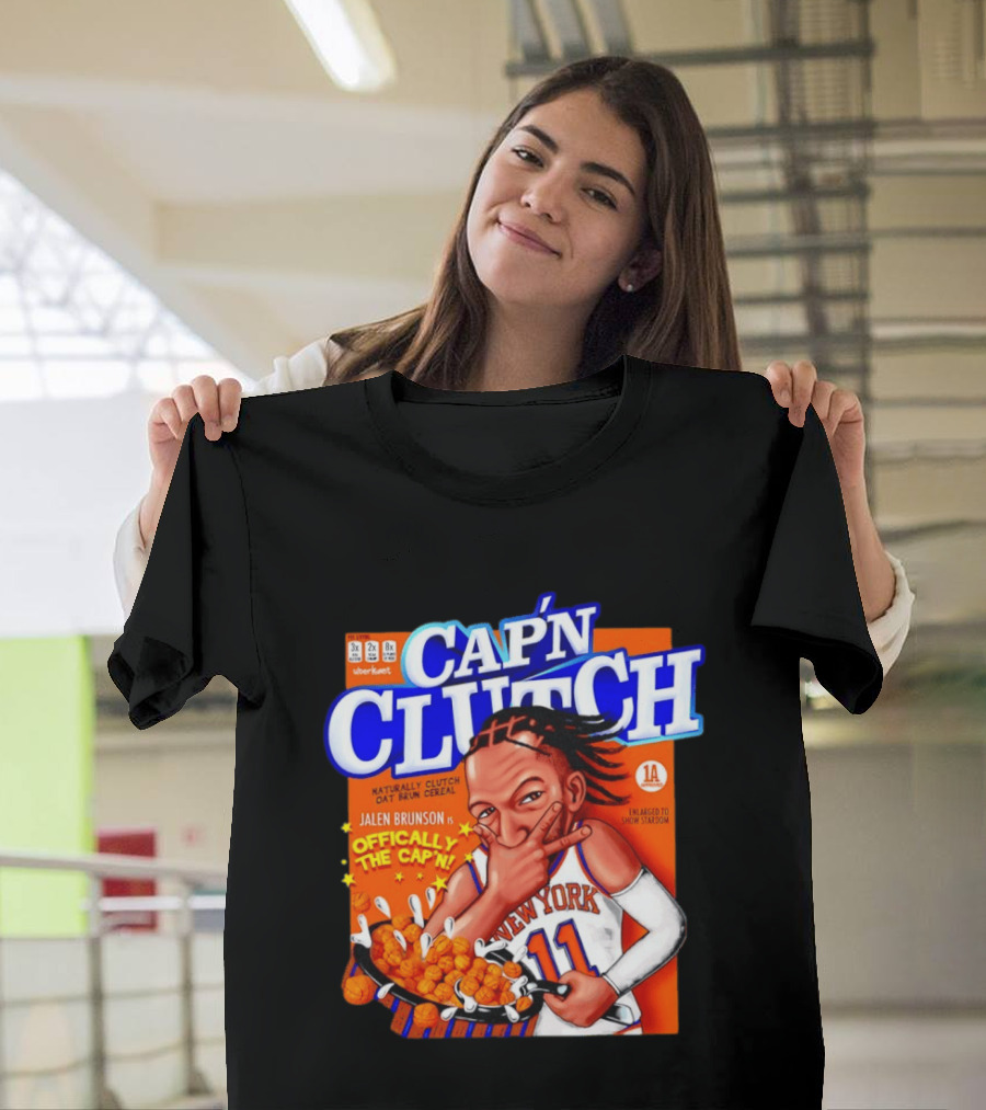 Cap'n Clutch Jalen Brunson New York Offically The Cap'n Cereal Box Comic T-Shirt