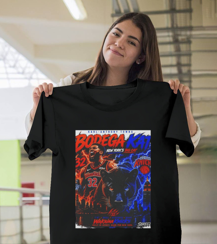 Bodega KAT Karl Anthony Towns Wakaina Knicks 2026 New York's Big Cat 32 T-Shirt