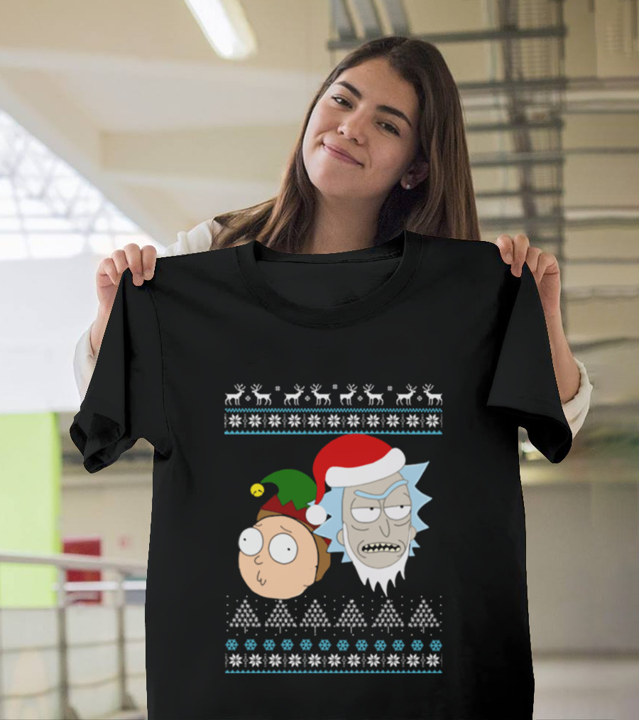 Rick Santa Morty Elf Christmas Sweater T-Shirt