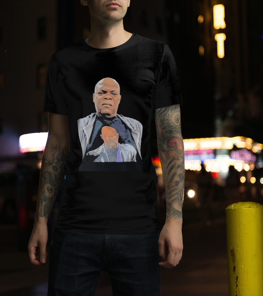 Samuel L. Jackson Wearing Himself On T-Shirt