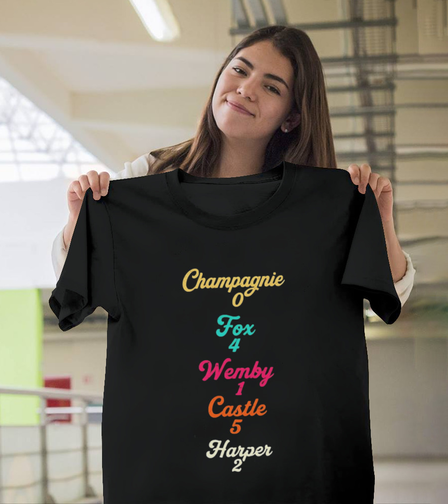 San Antonio Spurs Basketball Champagnie 0 Fox 4 Wemby 1 Castle 5 Harper 2 T-Shirt