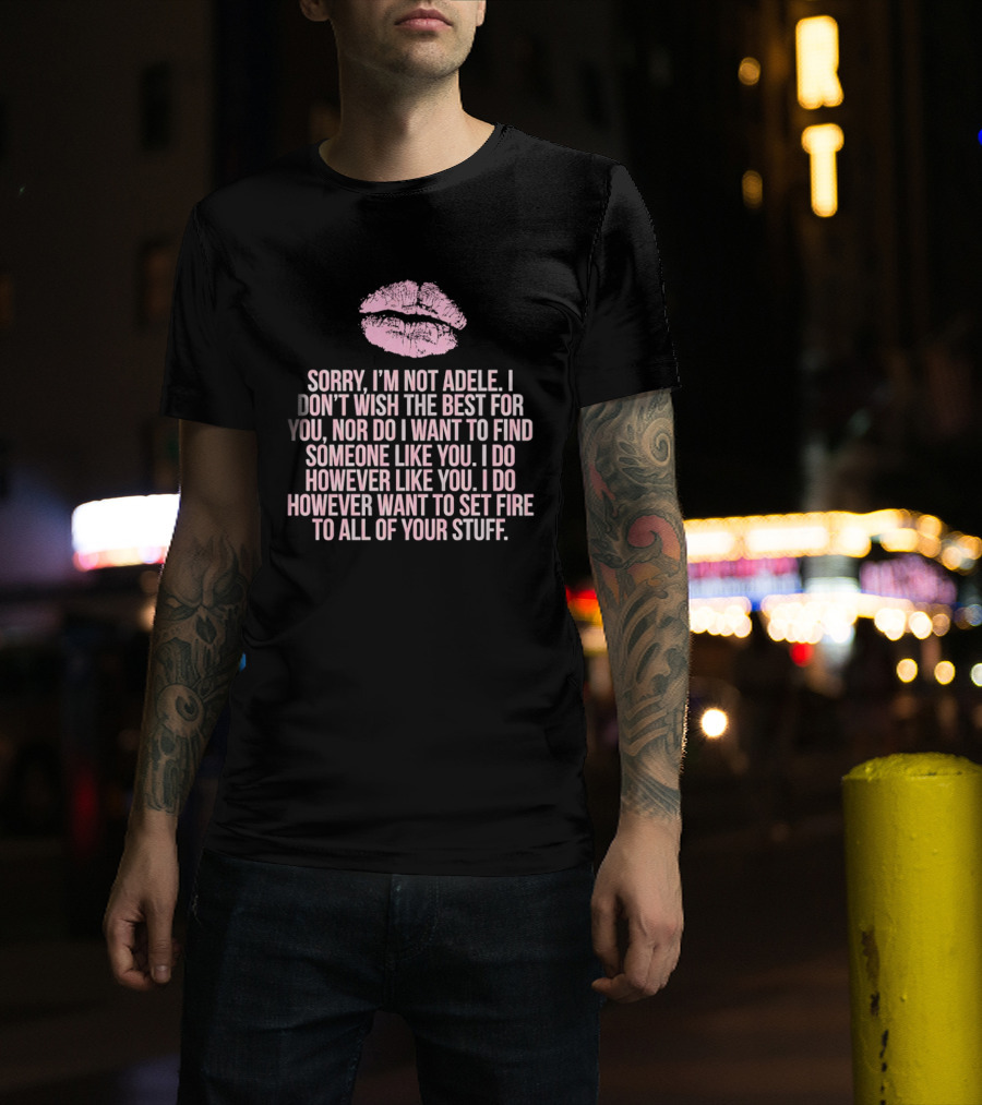 Sorry I'm Not Adele I Don't Wish The Best For You I Want To Set Fire To All Of Your Stuff T-Shirt