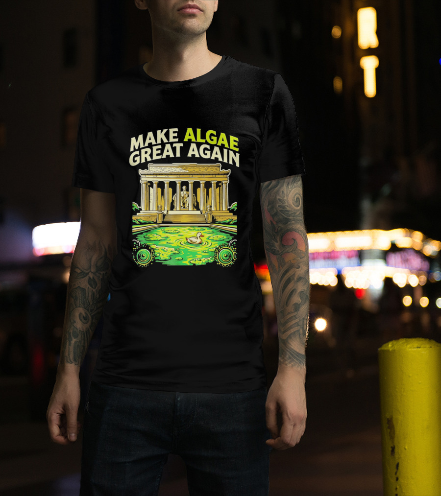 Make Algae Great Again Greek Temple Duck Pond Political Satire T-Shirt