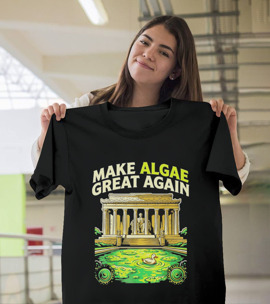 Make Algae Great Again Greek Temple Duck Pond Political Satire T-Shirt