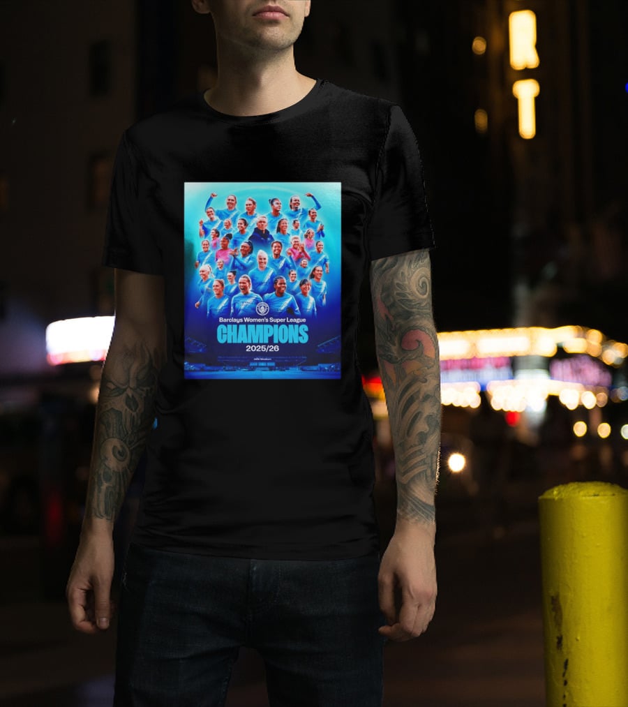 Barclays Women's Super League Champions 2025 2026 Manchester City FC T-Shirt