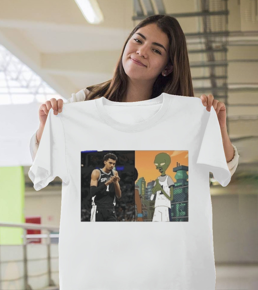 2026 Victor Wembanyama Spurs Alien Meme Basketball Fans T-Shirt