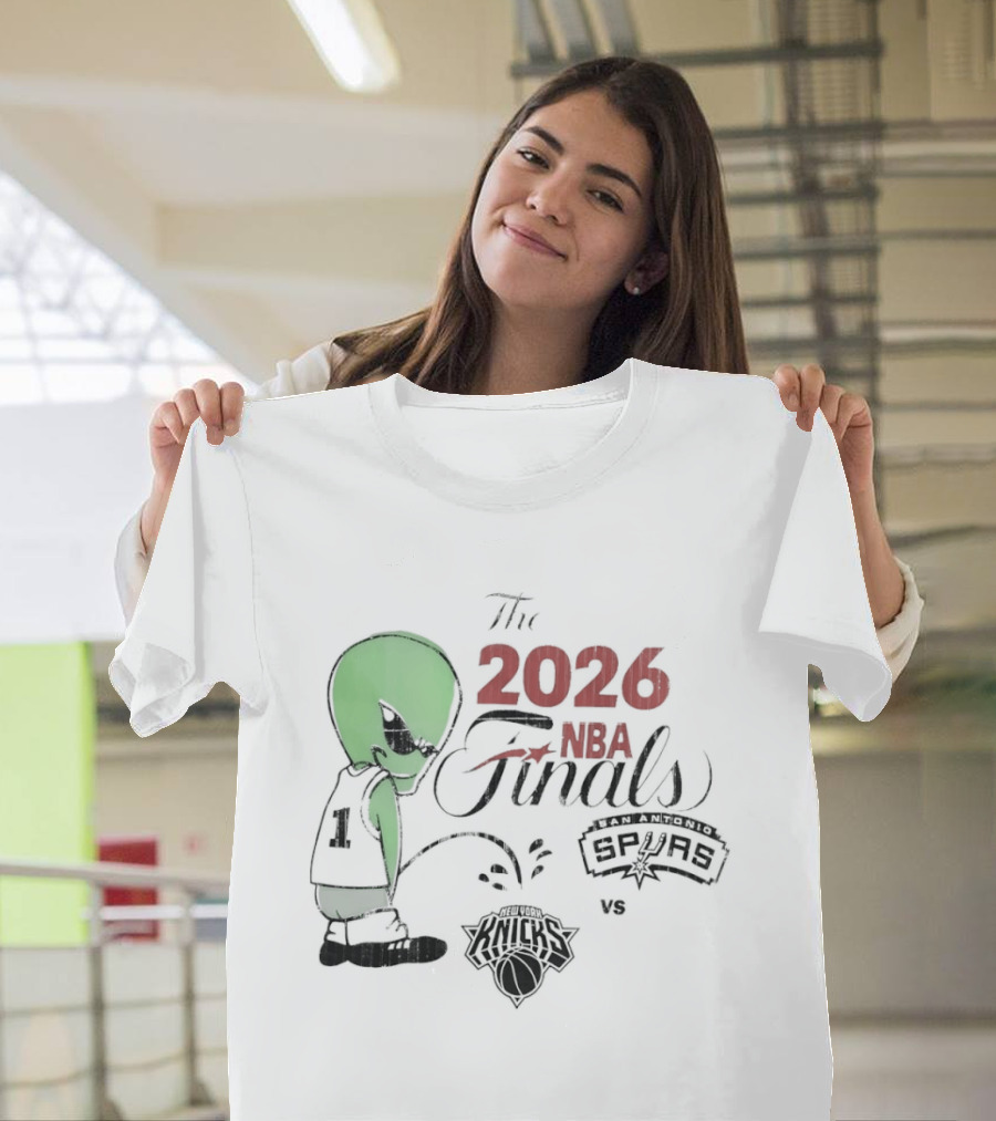 The 2026 NBA Finals Spurs Alien Vs Knicks Basketball T-Shirt