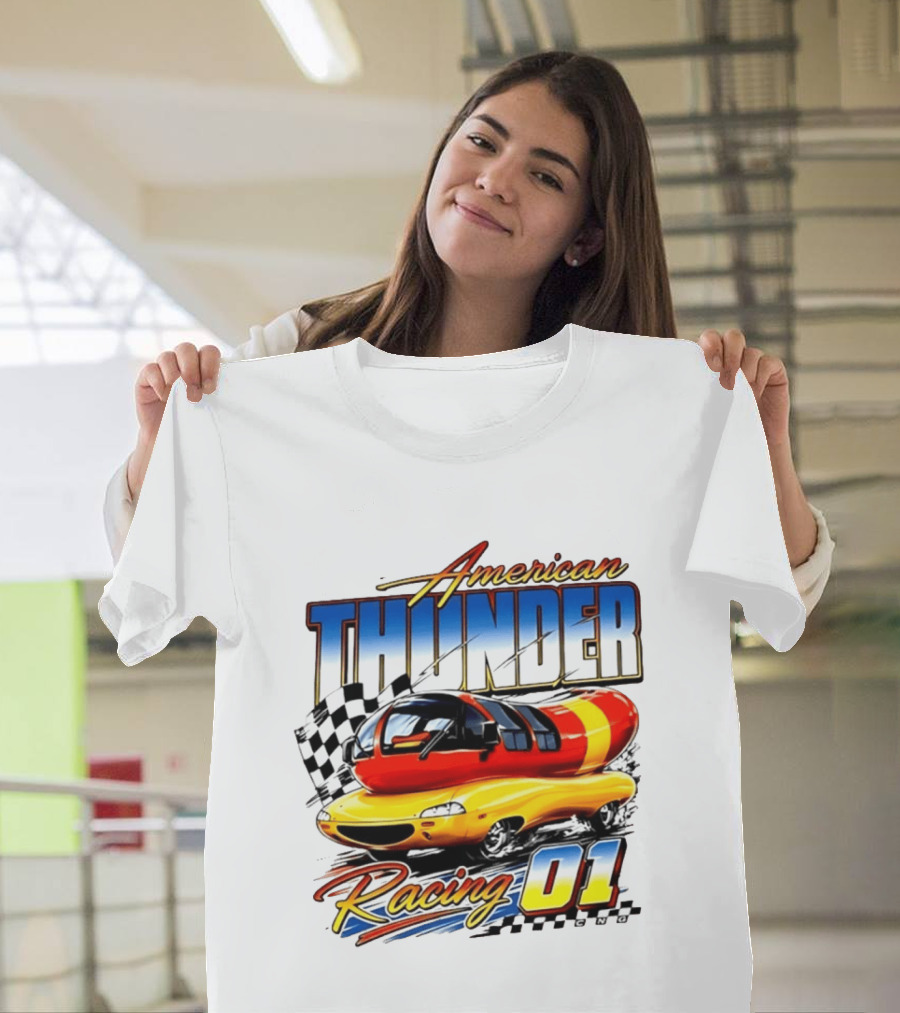 Oscar Mayer American Thunder Racing 01 Car Checkered Flag T-Shirt