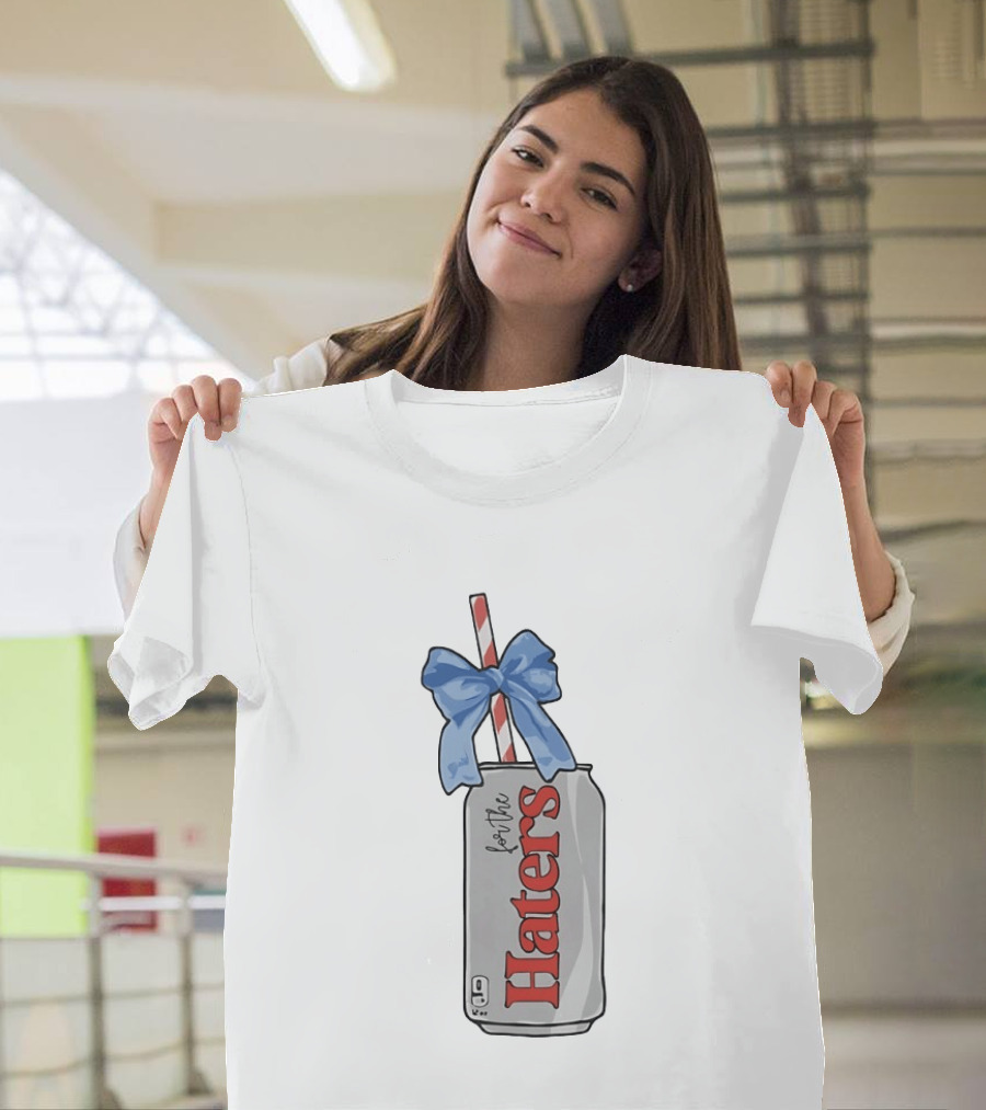 For The Haters Diet Coke Can With Blue Ribbon Bow And Straw T-Shirt