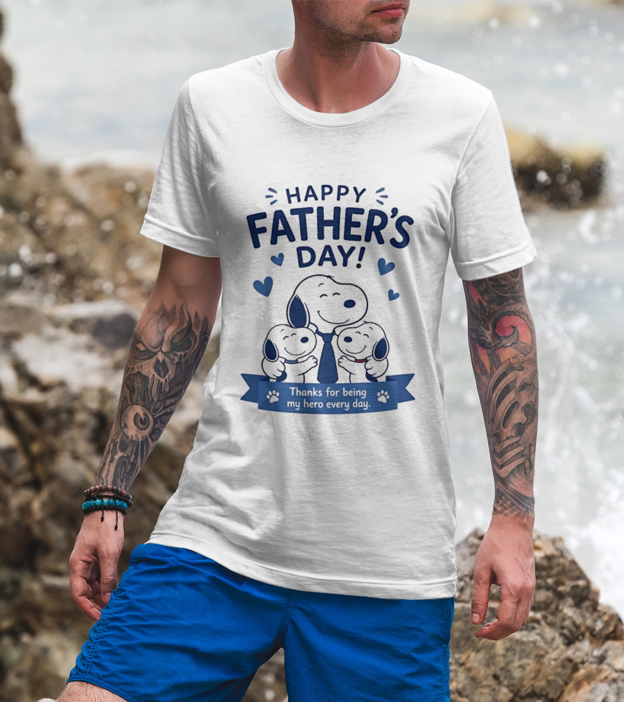 Snoopy Peanuts Happy Father's Day Thanks For Being My Hero Every Day T-Shirt